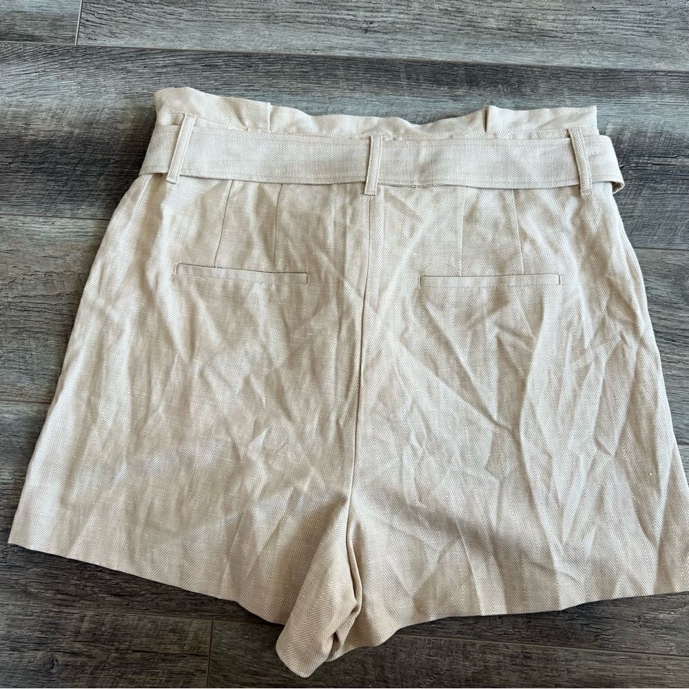 Express MIDI Extreme High Rise Shorts Khaki Tan Size 14 Linen Blend NEW - Picture 12 of 12